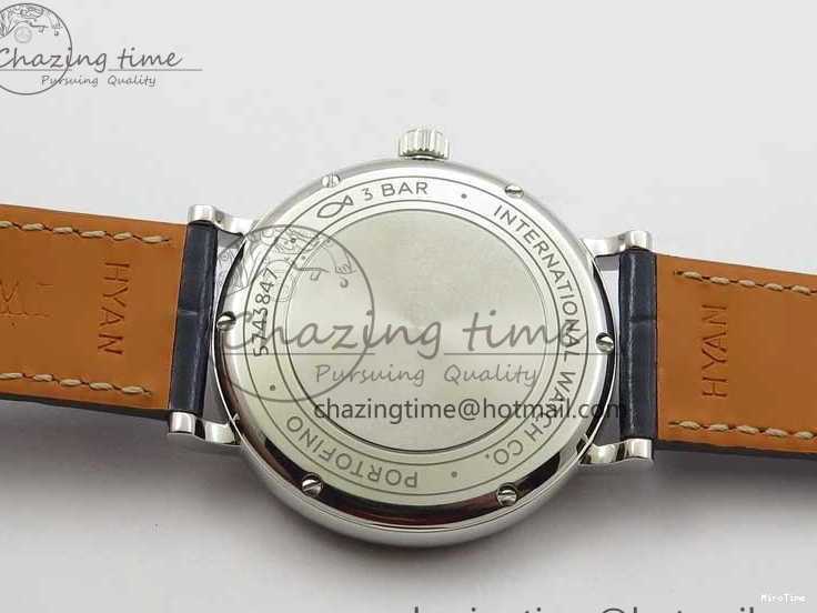 MIROTIME 1224 Portofino 37mm SS V7F 1:1 Best Edition Blue Dial Diamonds Bezel on Blue Leather Strap A Chic 7093